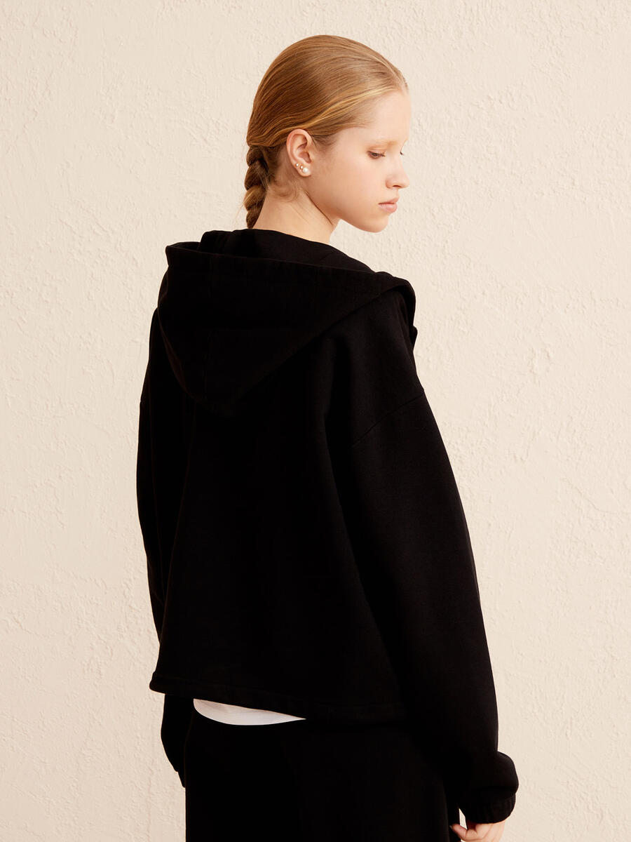 Siyah Oversize Pamuklu Sweatshirt - 5
