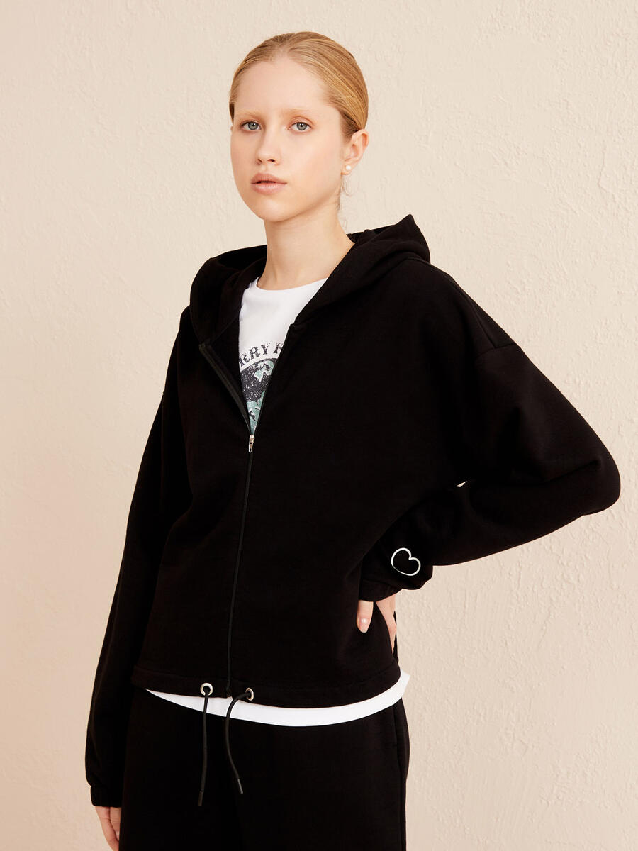 Siyah Oversize Pamuklu Sweatshirt