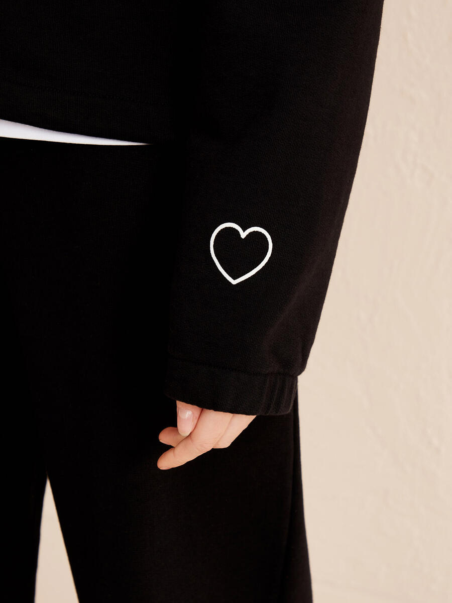 Siyah Oversize Pamuklu Sweatshirt - 4
