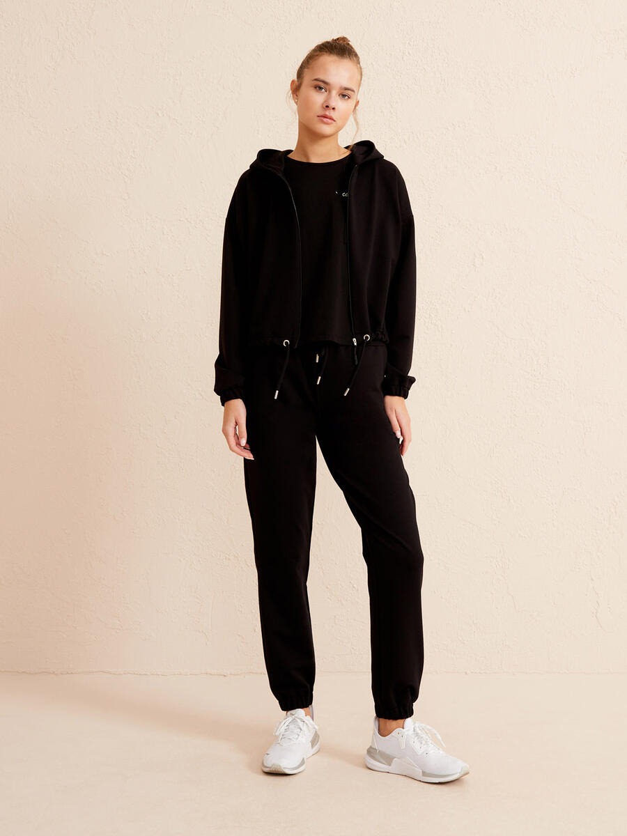 Siyah Oversize Pamuklu Sweatshirt - 2