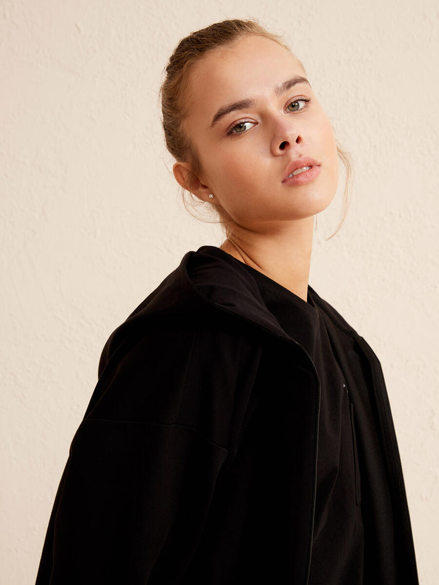 Siyah Oversize Pamuklu Sweatshirt - 3