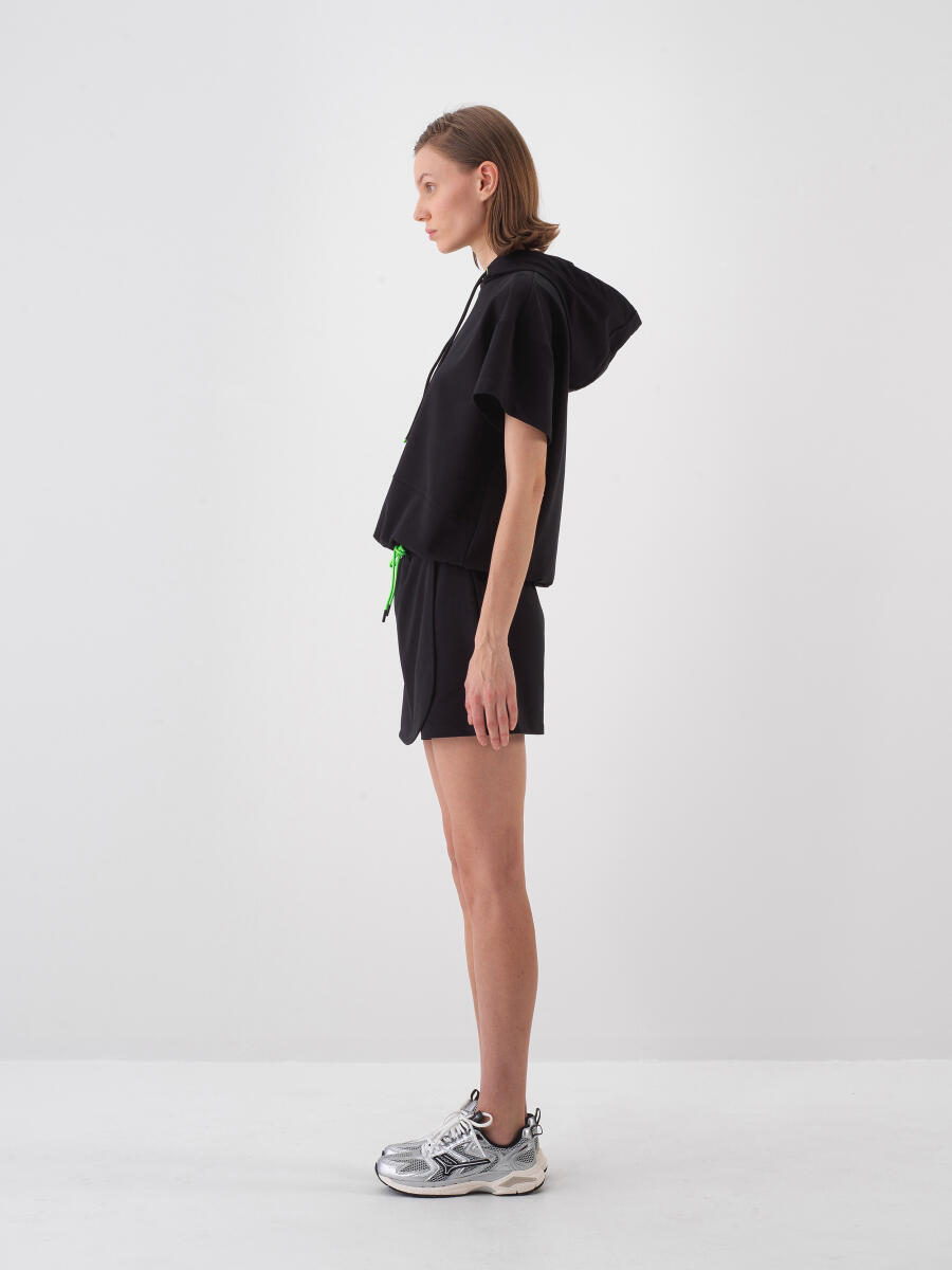 Siyah Oversize Pamuklu Sweatshirt - 5