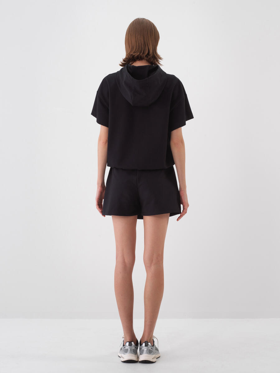 Siyah Oversize Pamuklu Sweatshirt - 8