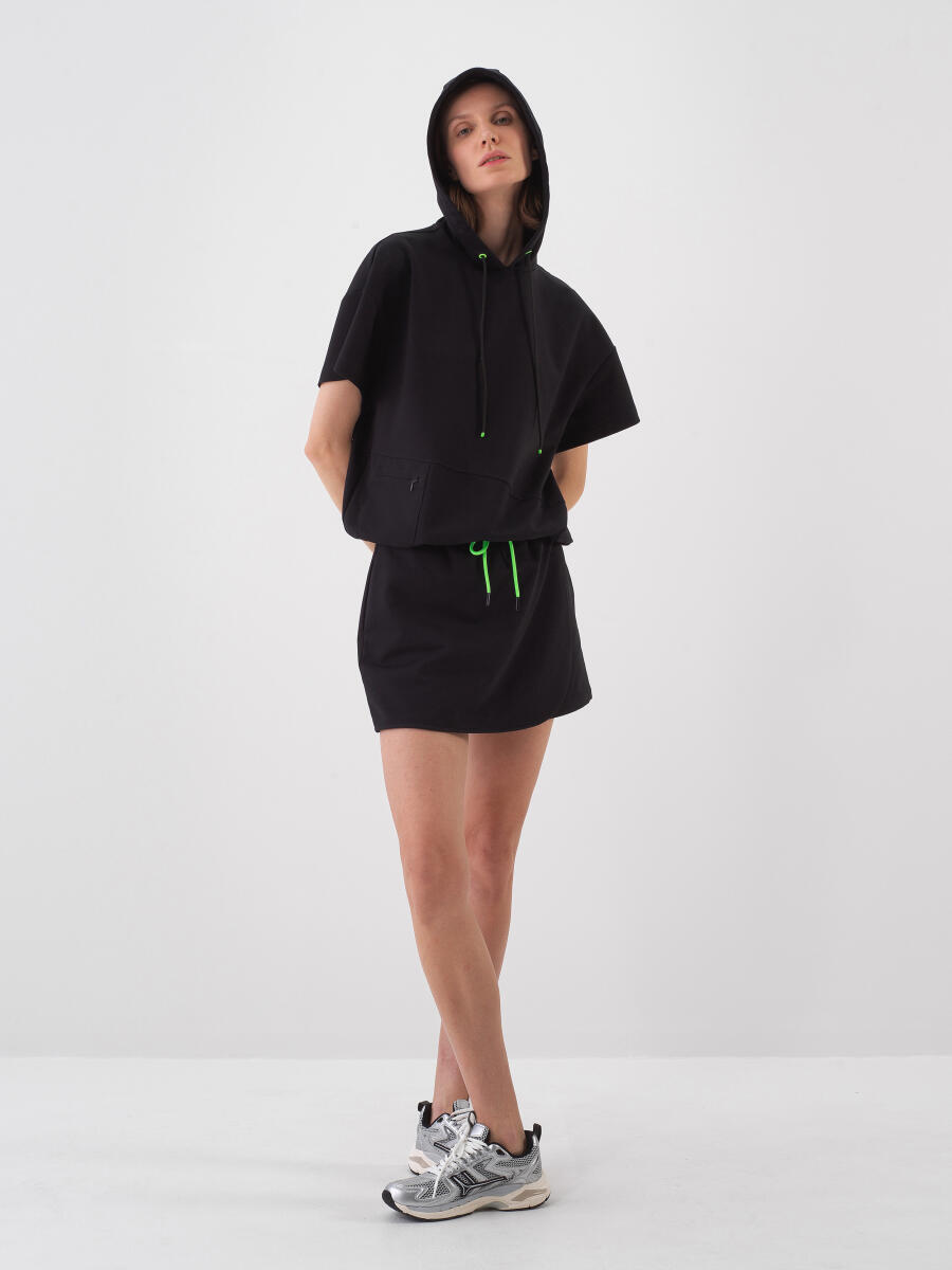 Siyah Oversize Pamuklu Sweatshirt - 2