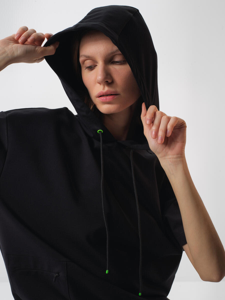 Siyah Oversize Pamuklu Sweatshirt - 6