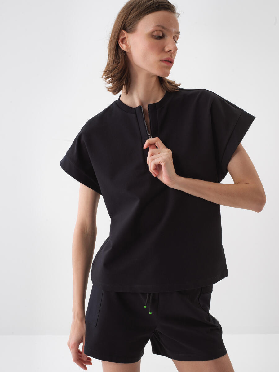 Siyah Oversize Pamuklu Sweatshirt - 3