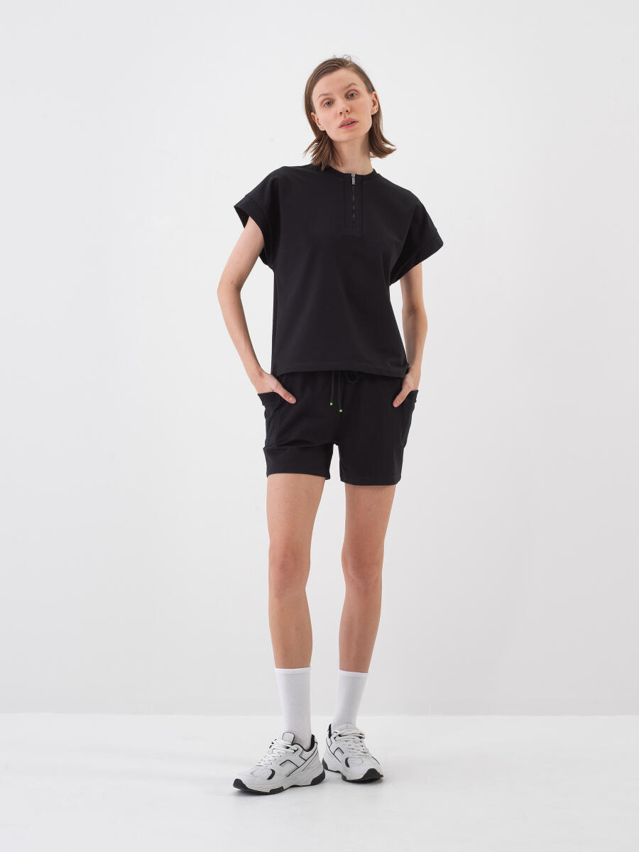 Siyah Oversize Pamuklu Sweatshirt - 2