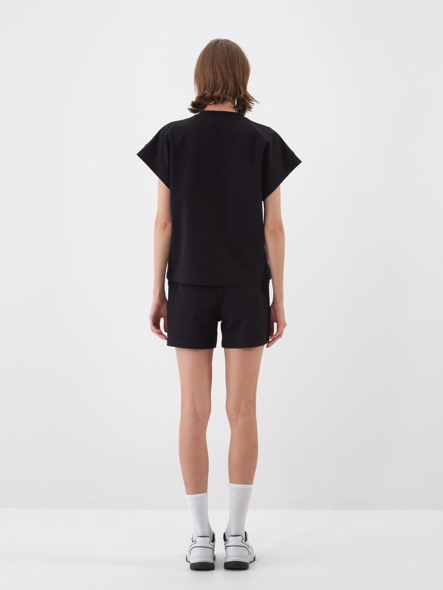 Siyah Oversize Pamuklu Sweatshirt - 6