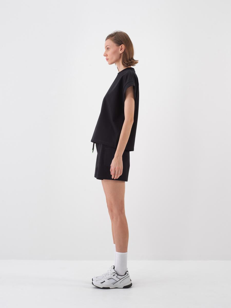 Siyah Oversize Pamuklu Sweatshirt - 4