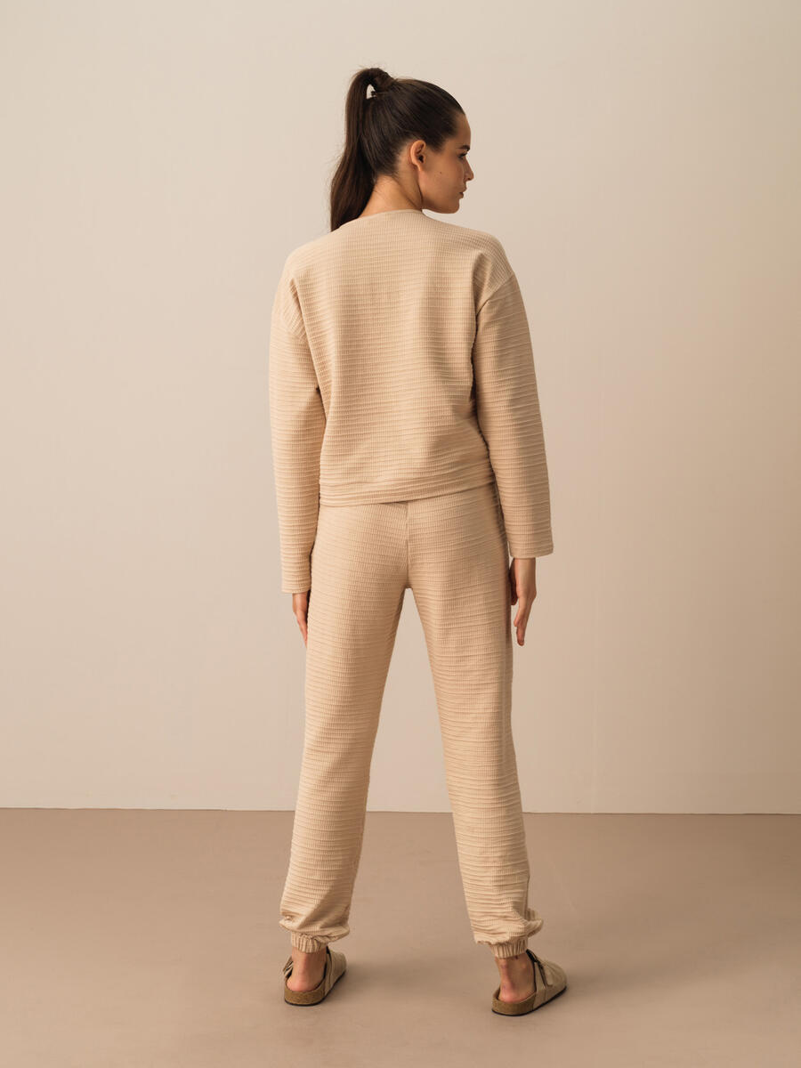 Taş Rengi Regular Fit Pamuklu Sweatshirt - 4