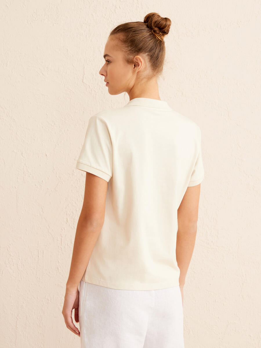 Bej Regular Fit Pamuklu Tişört - 4