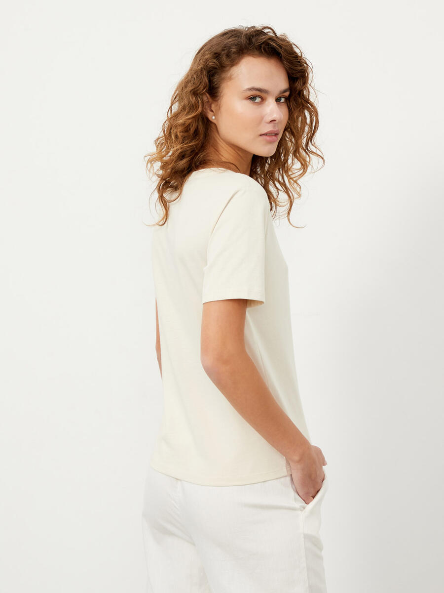 Bej Regular Fit Pamuklu Tişört - 4