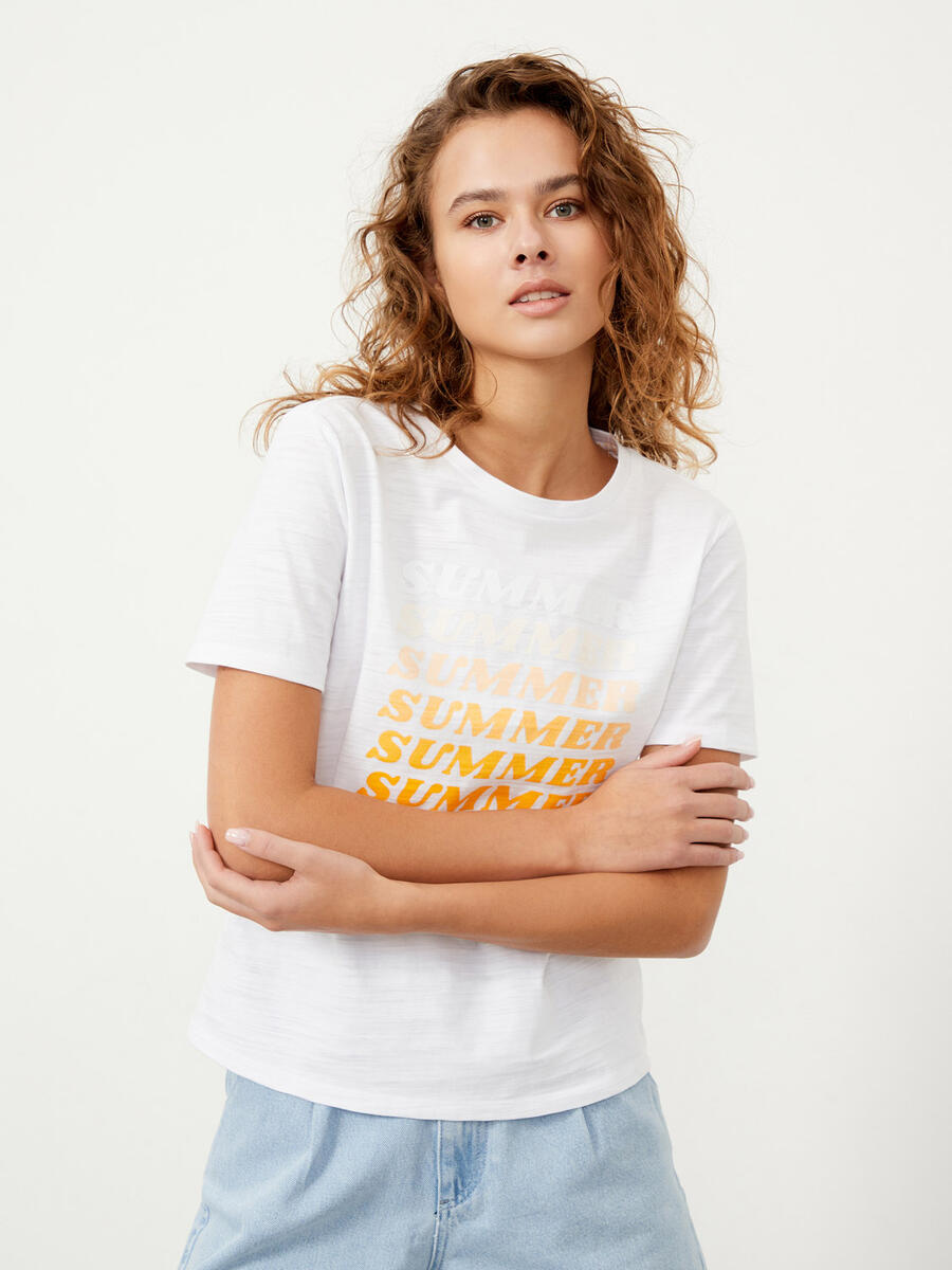 Beyaz Regular Fit Pamuklu Tişört
