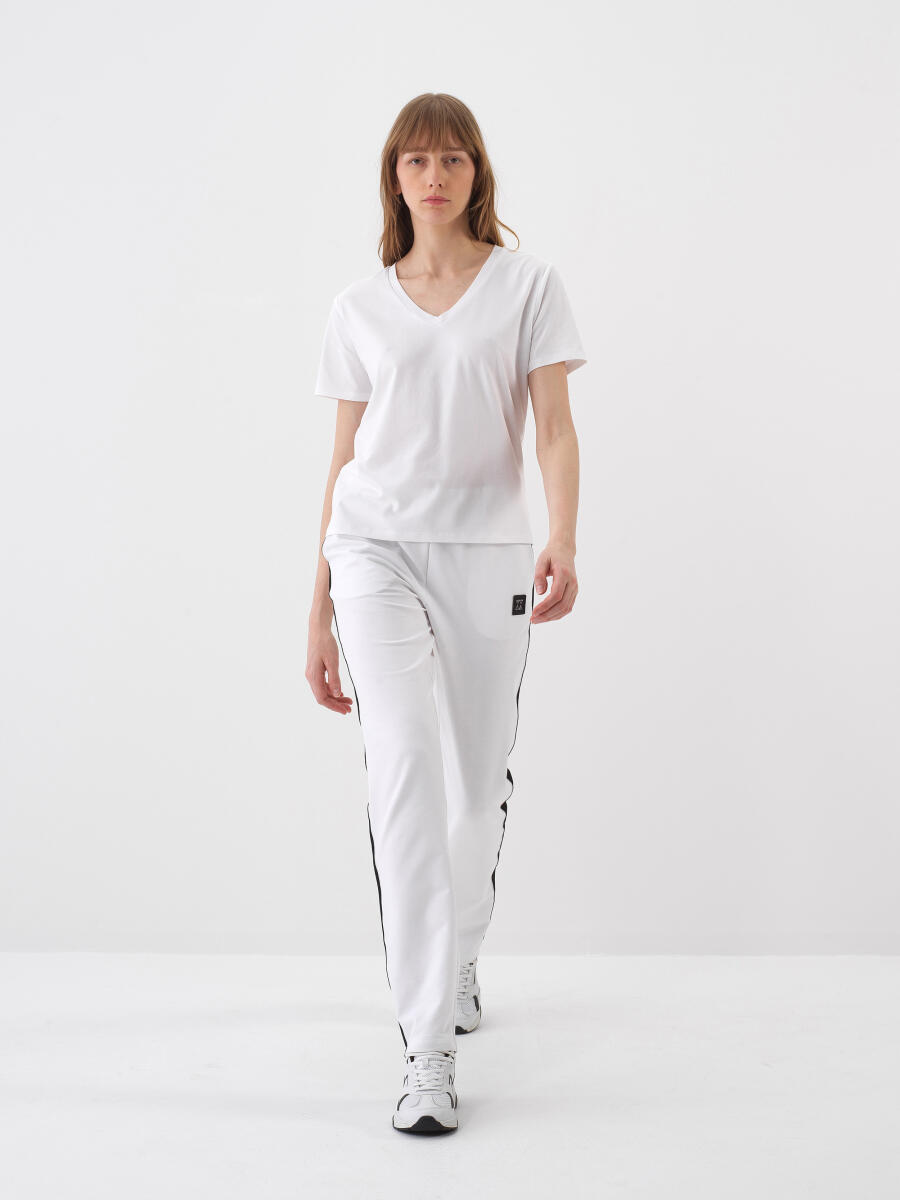 Beyaz Regular Fit Pamuklu Tişört - 2