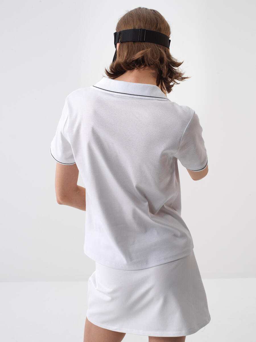 Beyaz Regular Fit Pamuklu Tişört - 4