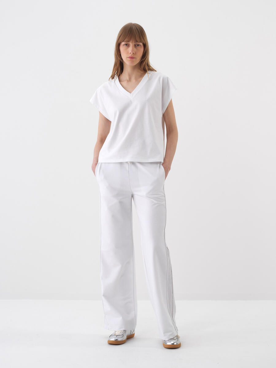 Beyaz Regular Fit Pamuklu Tişört - 2
