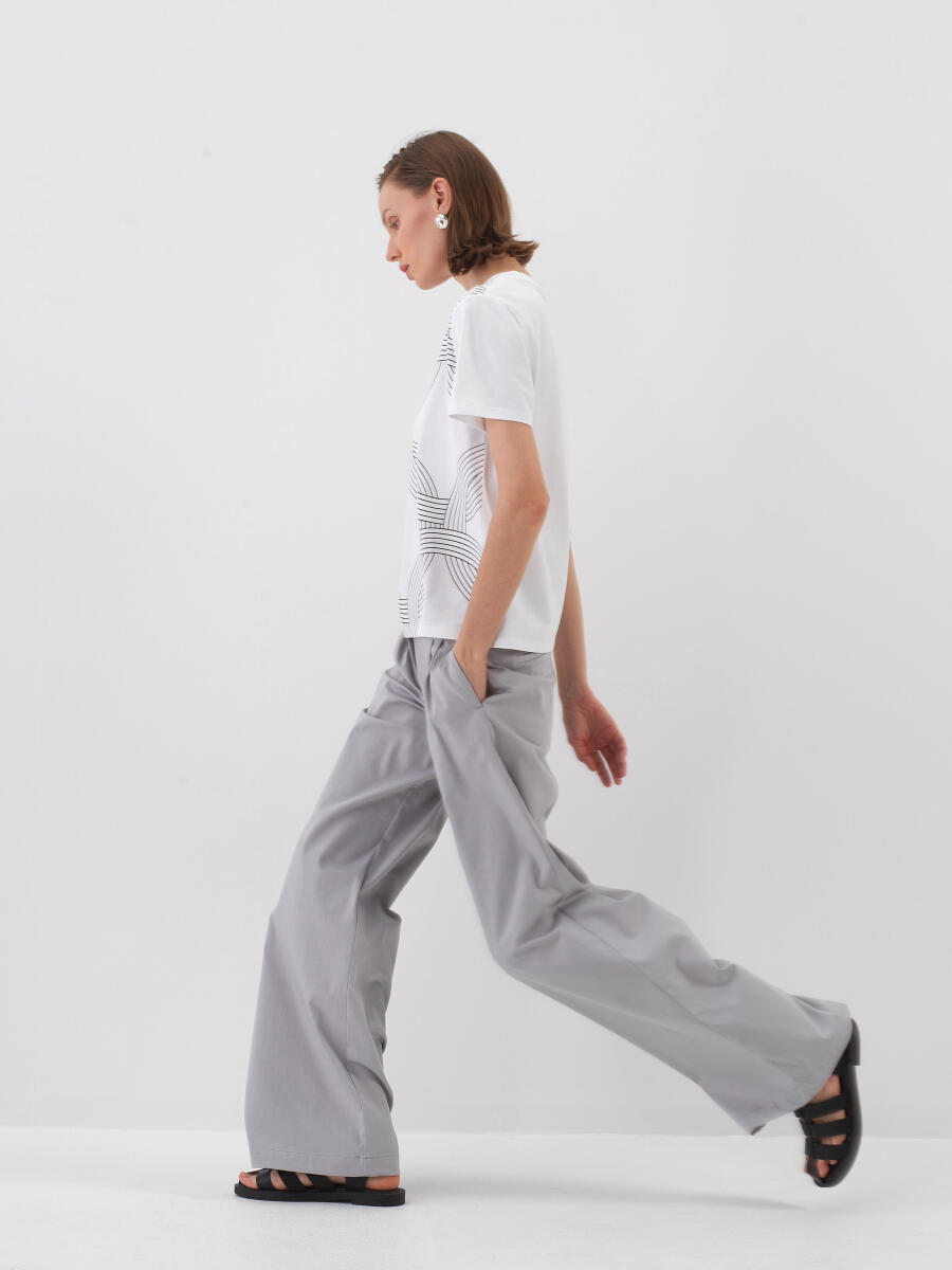 Beyaz Regular Fit Pamuklu Tişört - 3
