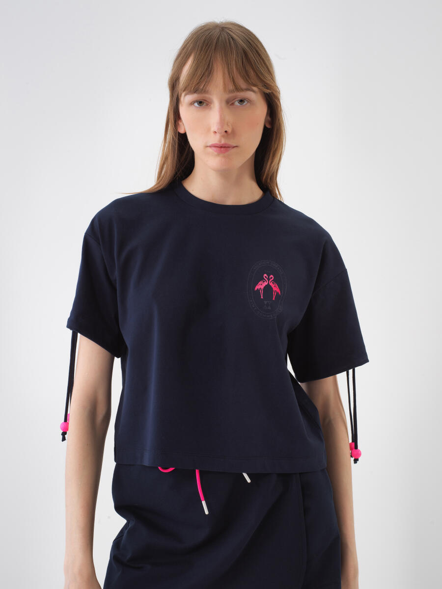 Lacivert Oversize Pamuklu Tişört