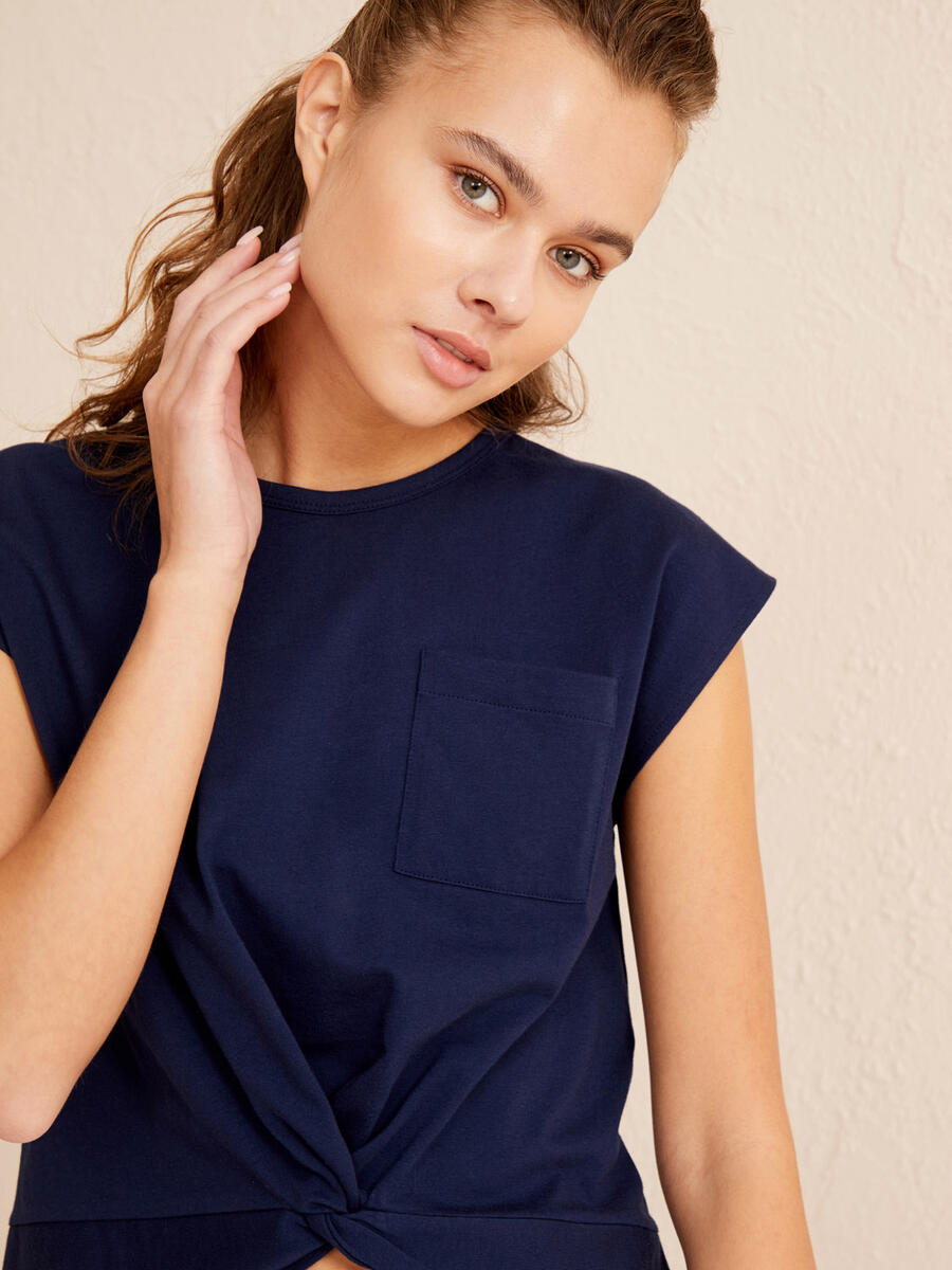 Lacivert Regular Fit Pamuklu Basic Tişört