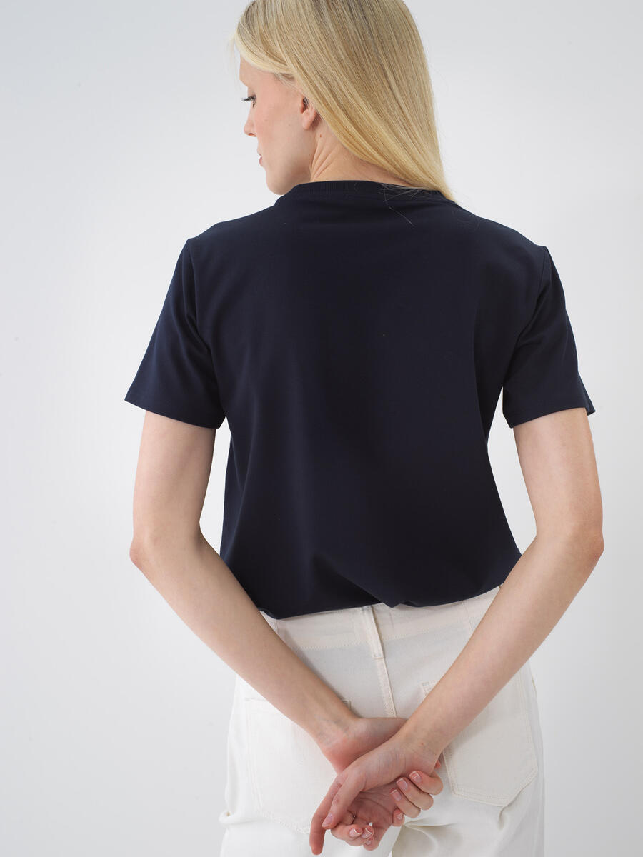 Lacivert Regular Fit Pamuklu Tişört - 4