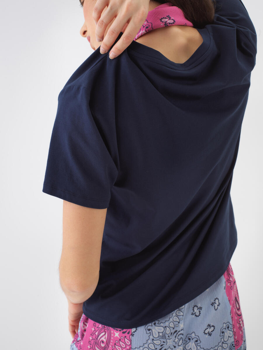Lacivert Regular Fit Pamuklu Tişört - 4