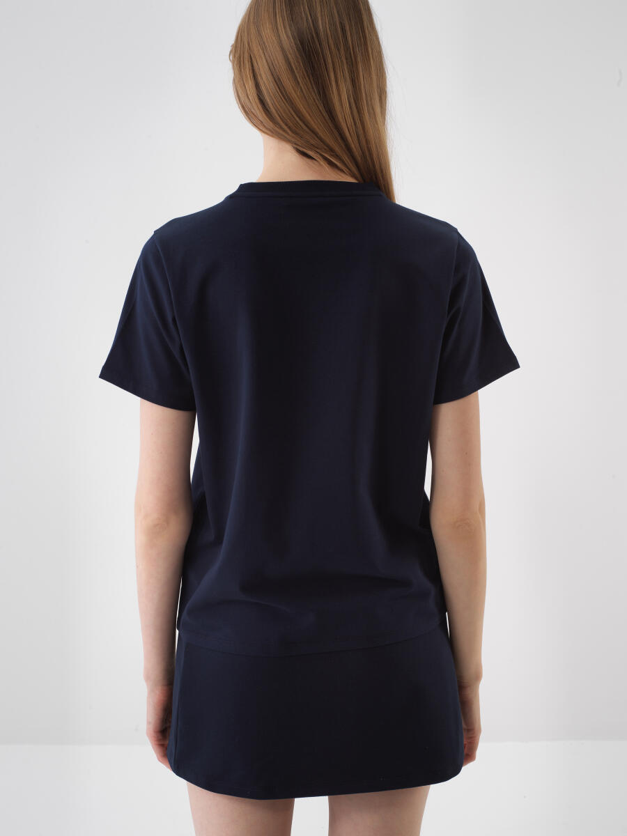 Lacivert Regular Fit Pamuklu Tişört - 4