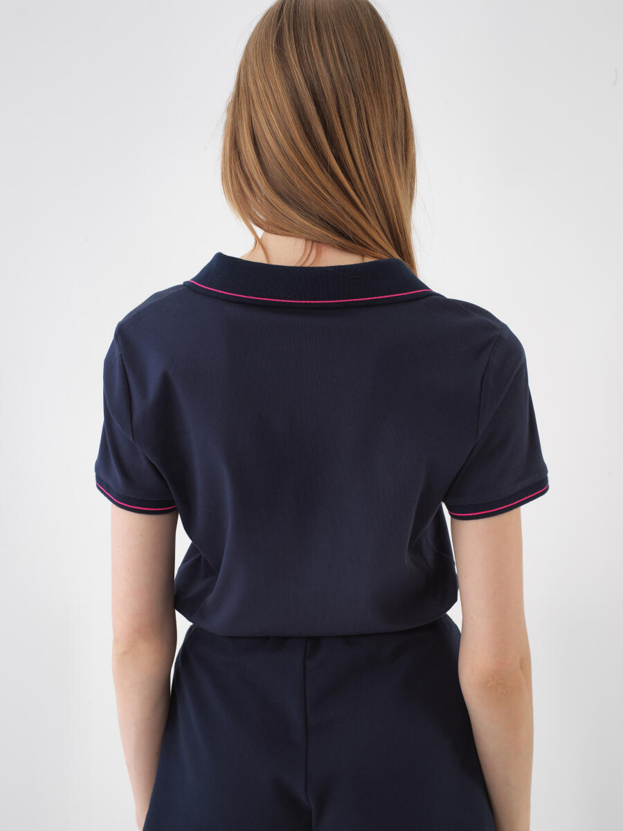 Lacivert Regular Fit Pamuklu Tişört - 3