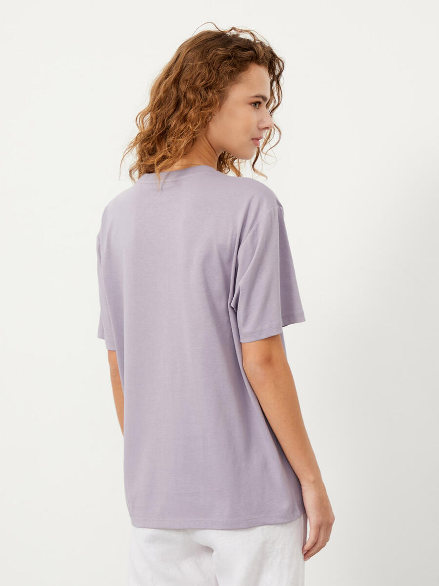 Lila Big Oversize Pamuklu Tişört - 4