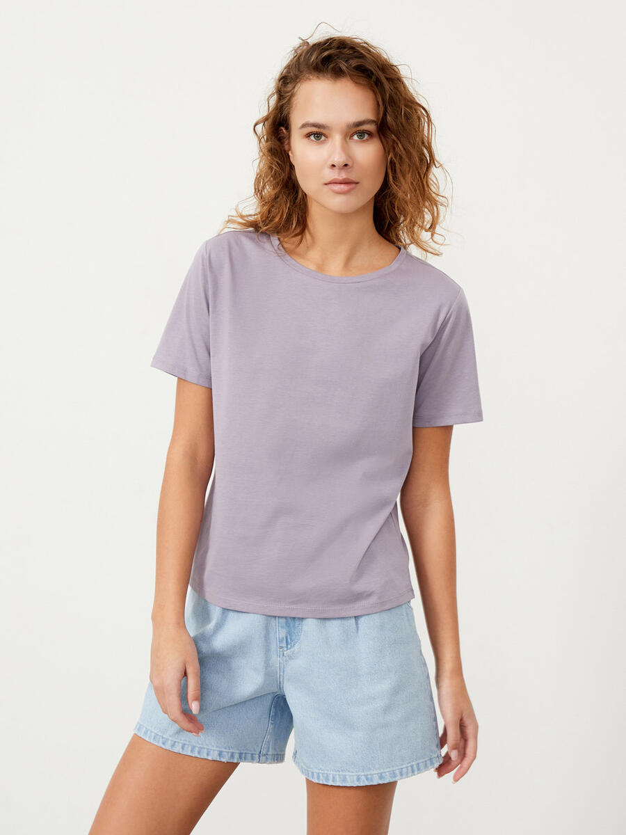 Lila Regular Fit Pamuklu Tişört
