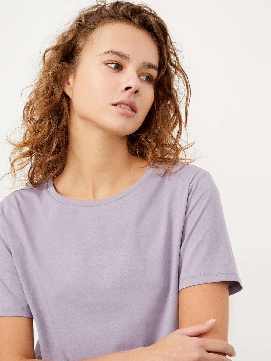 Lila Regular Fit Pamuklu Tişört - 3