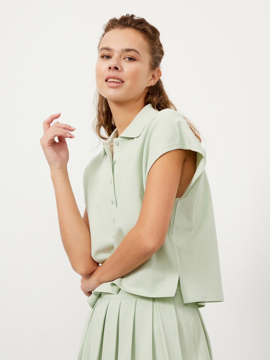 Mavi Oversize Pamuklu Polo Yaka Basic Tişört