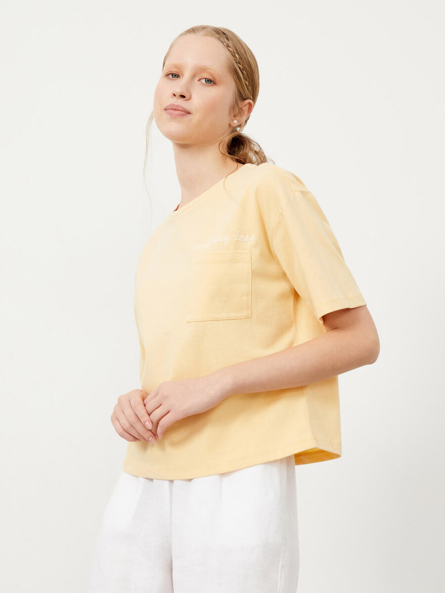 Sarı Oversize Pamuklu Tişört