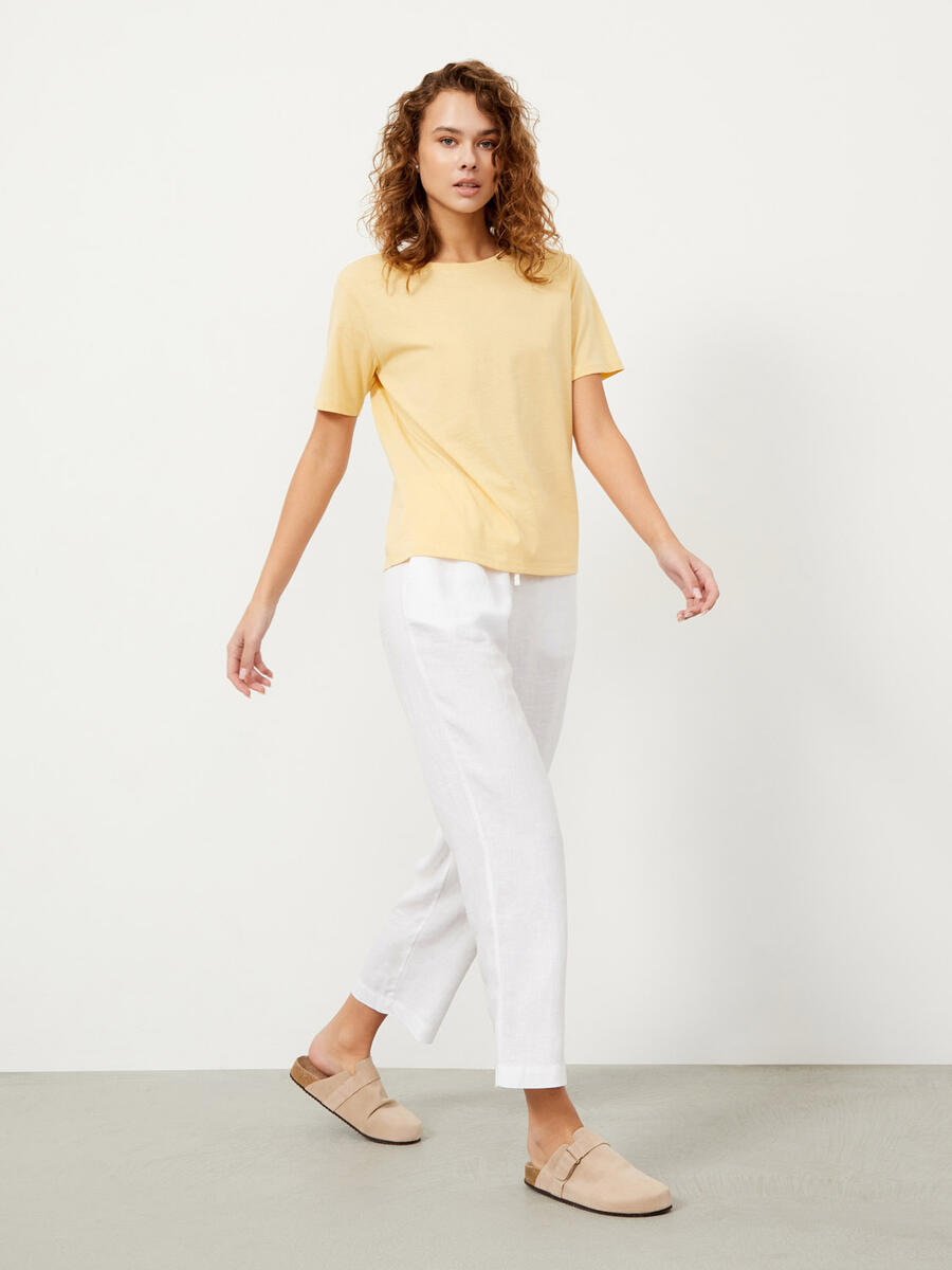 Sarı Regular Fit Pamuklu Basic Tişört - 2