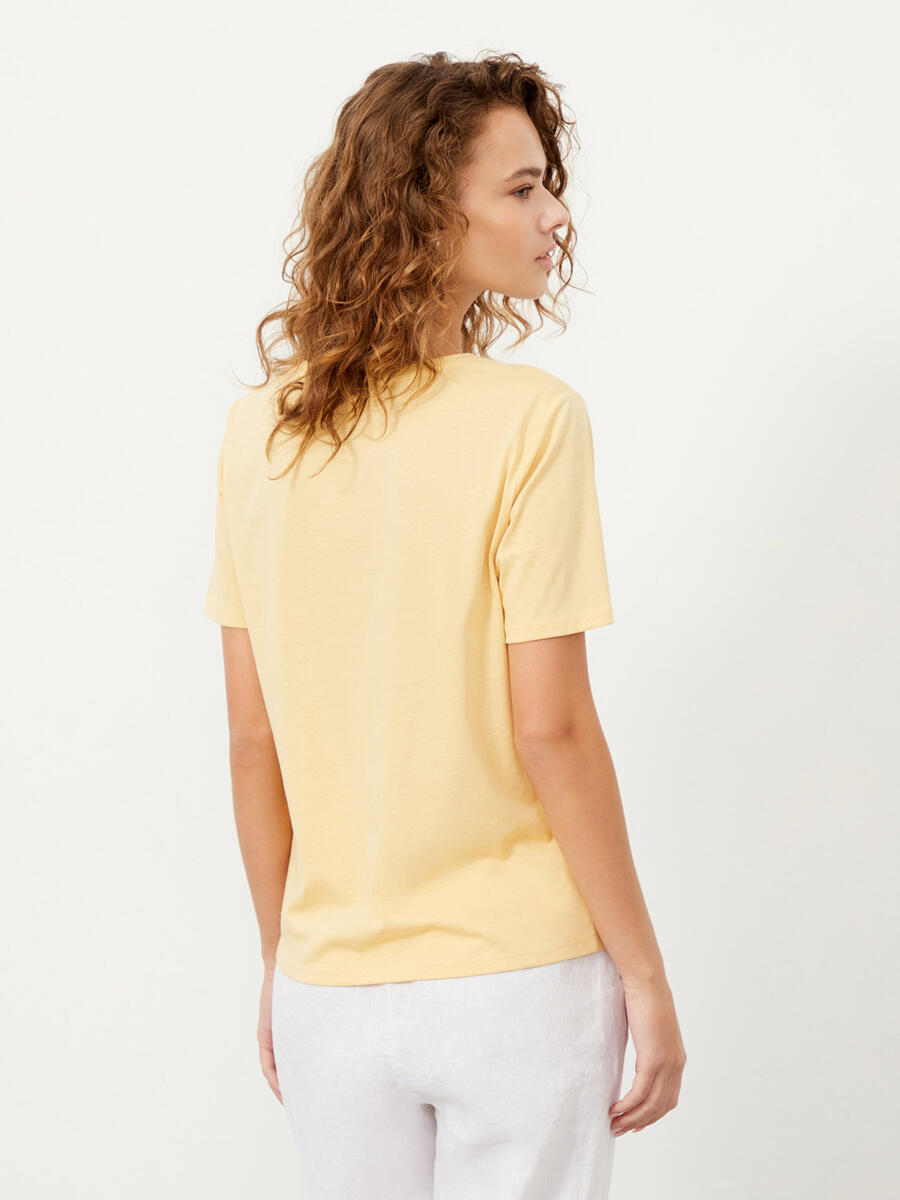 Sarı Regular Fit Pamuklu Basic Tişört - 5