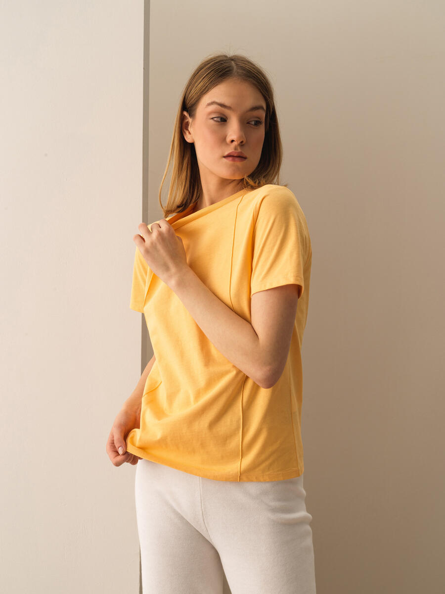 Sarı Regular Fit Pamuklu Tişört