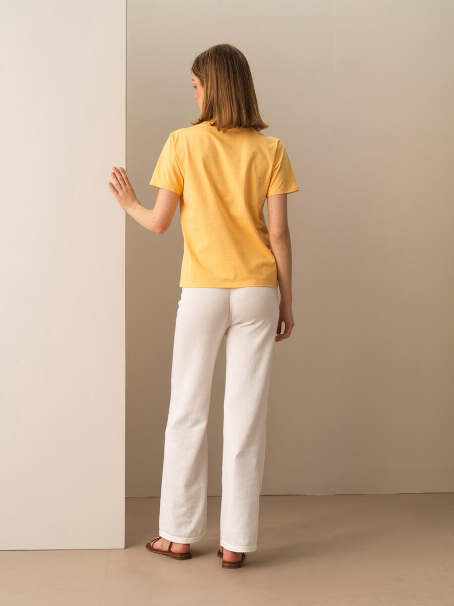 Sarı Regular Fit Pamuklu Tişört - 4