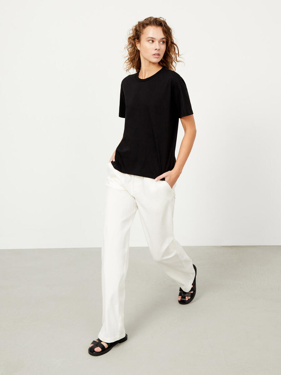Siyah Oversize Pamuklu Basic Tişört - 3
