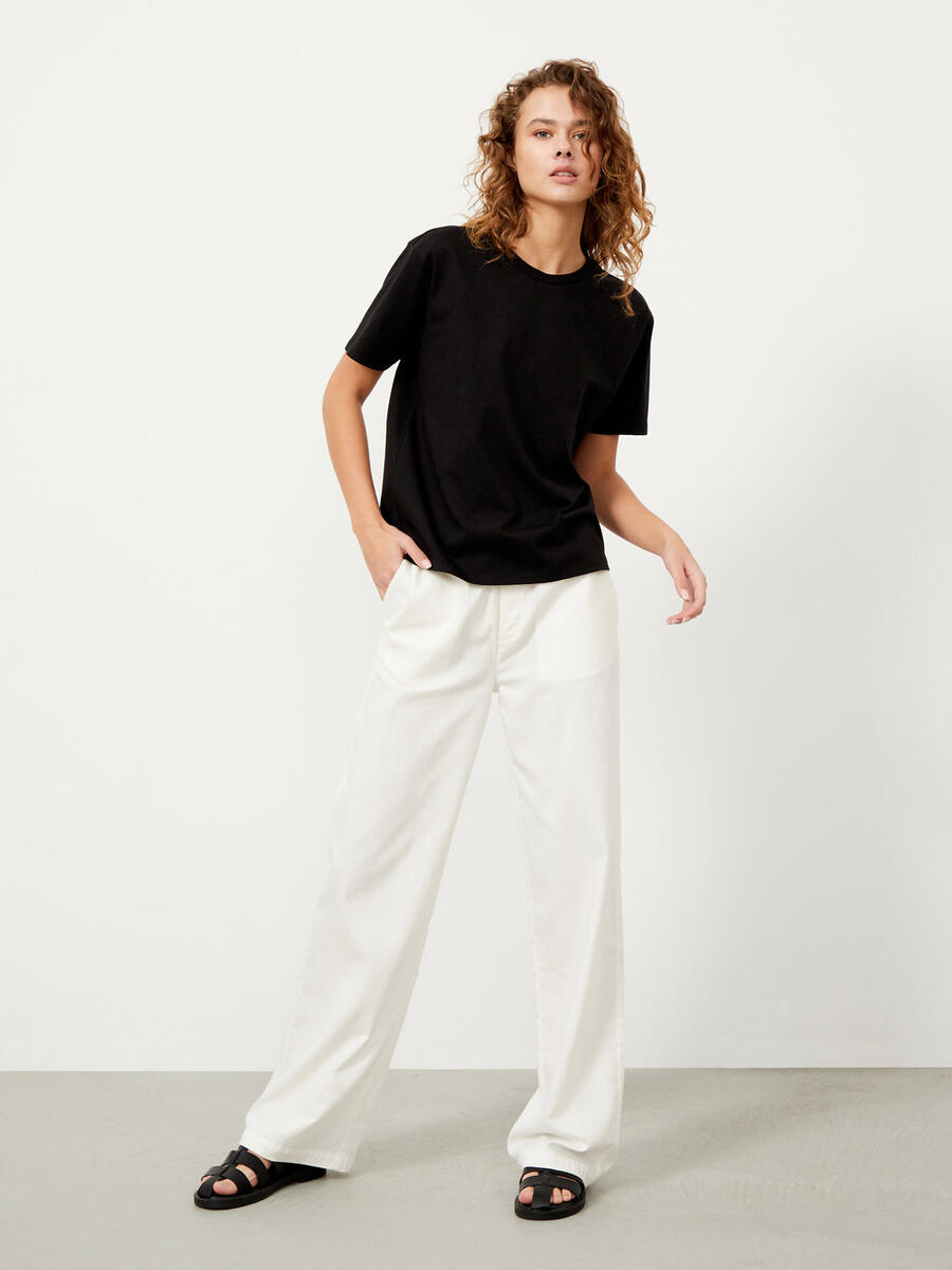 Siyah Oversize Pamuklu Basic Tişört - 2