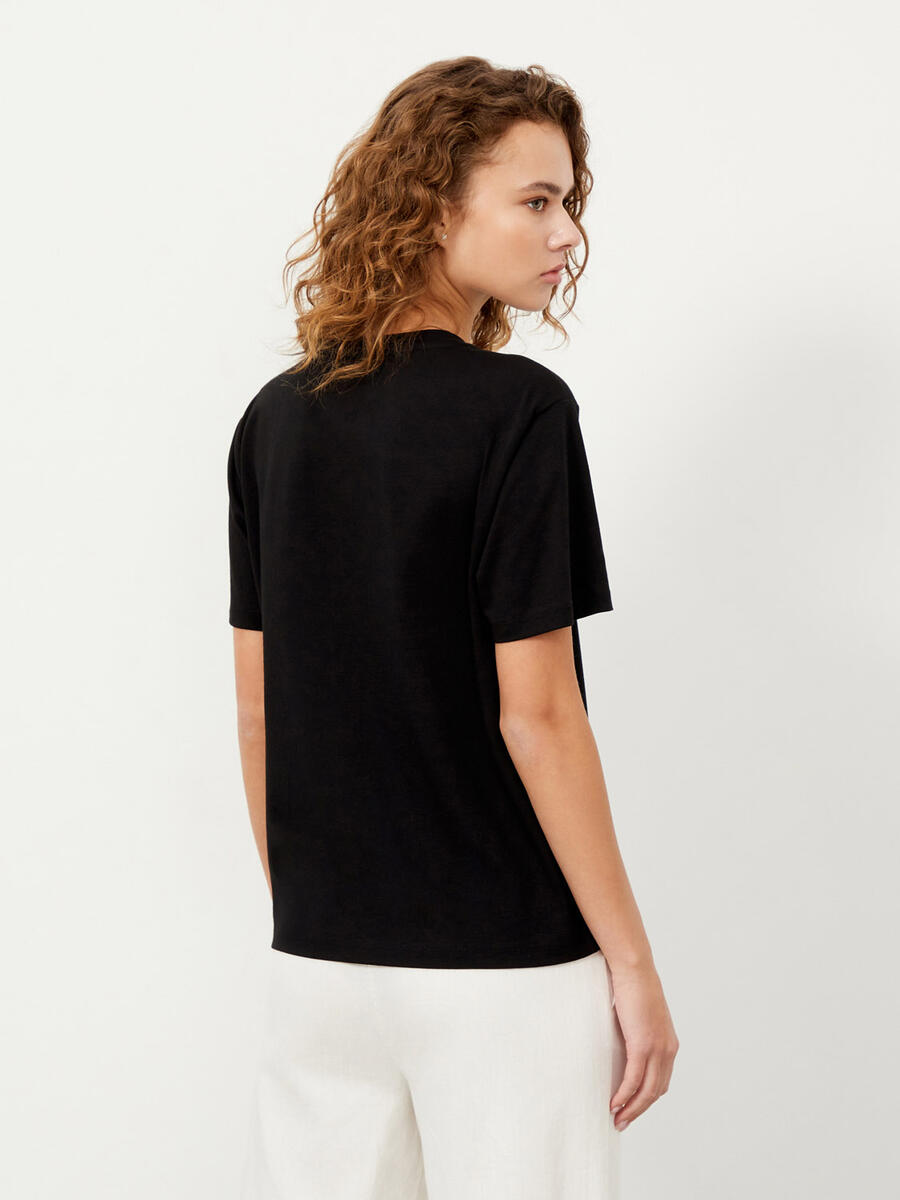 Siyah Oversize Pamuklu Basic Tişört - 4