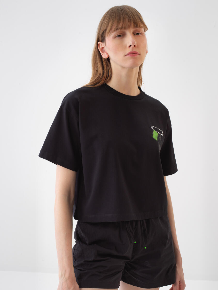 Siyah Oversize Pamuklu Tişört