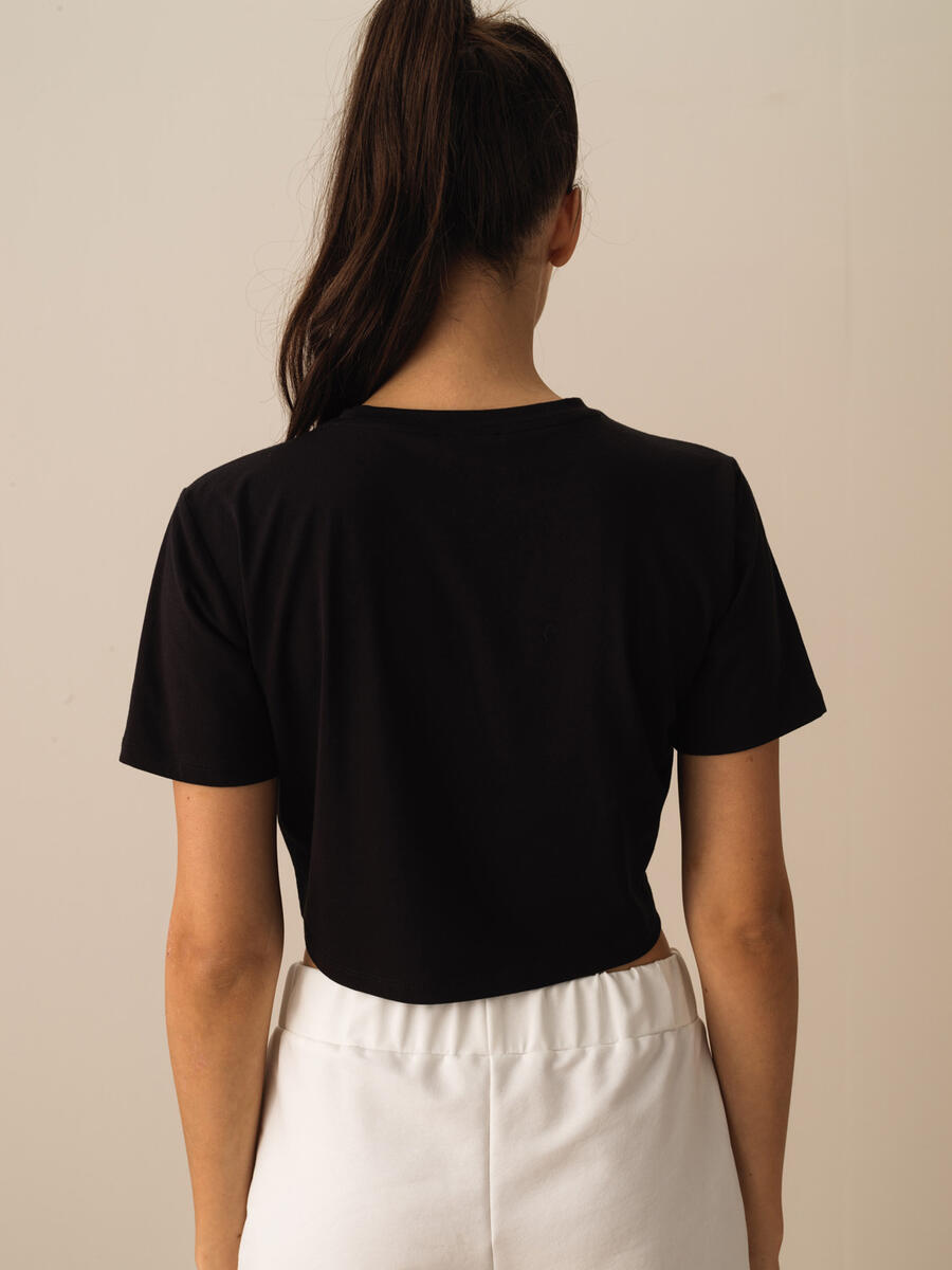 Siyah Regular Fit Pamuklu Basic Tişört - 3