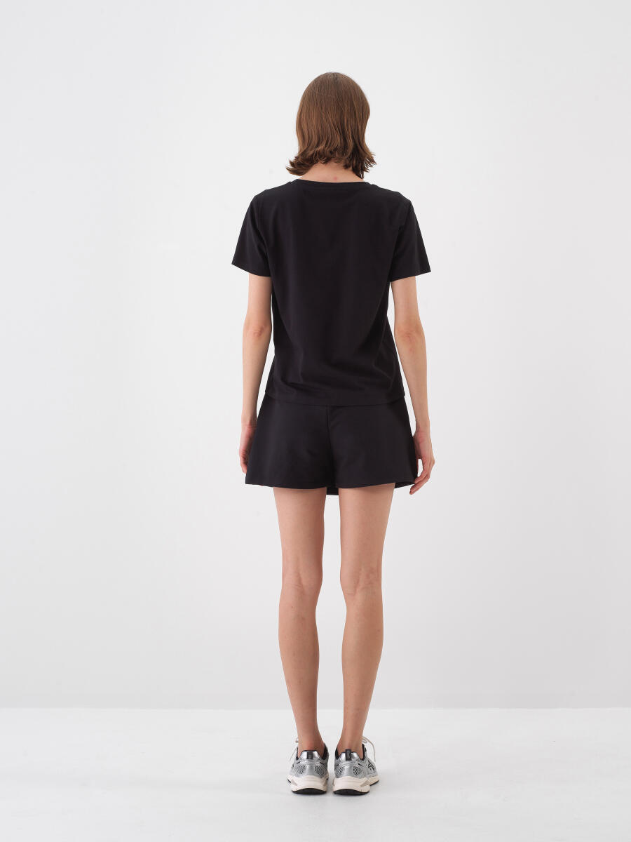 Siyah Regular Fit Pamuklu Tişört - 5