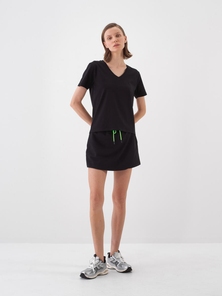 Siyah Regular Fit Pamuklu Tişört - 2