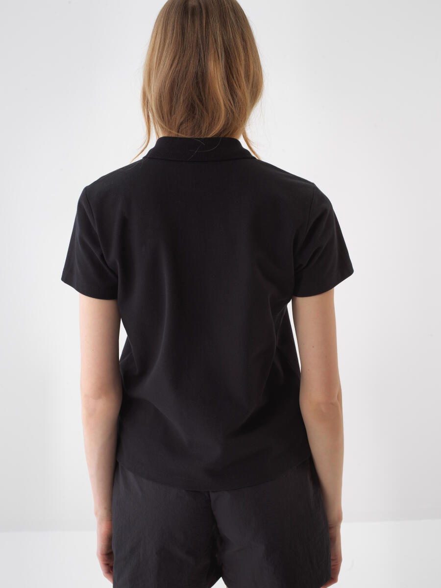 Siyah Regular Fit Pamuklu Tişört - 4