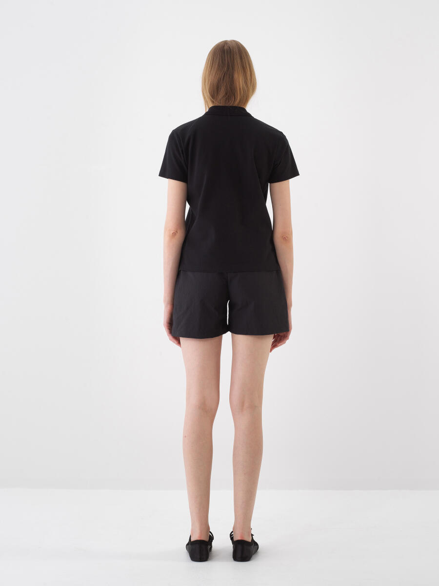 Siyah Regular Fit Pamuklu Tişört - 5