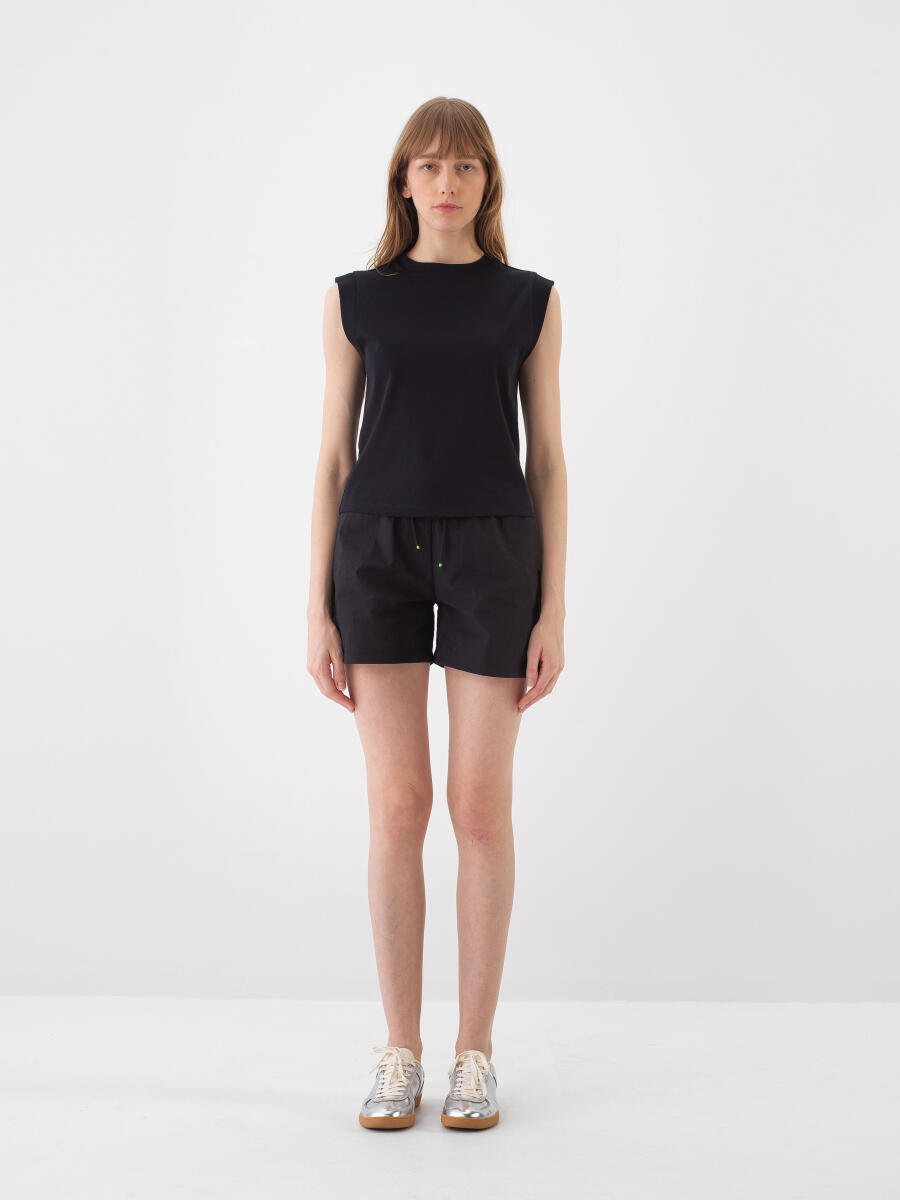 Siyah Regular Fit Pamuklu Tişört - 2