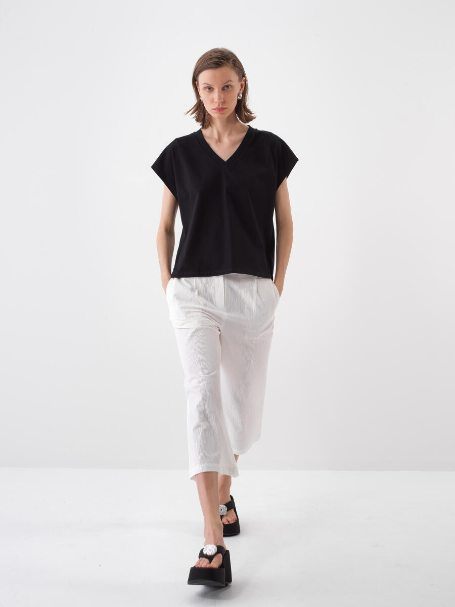 Siyah Regular Fit Pamuklu Tişört - 2