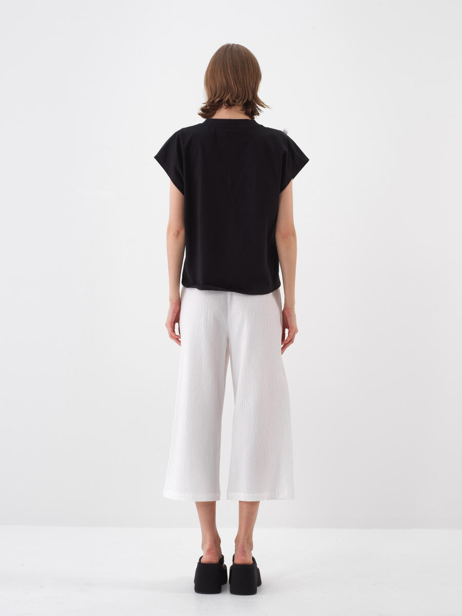 Siyah Regular Fit Pamuklu Tişört - 5
