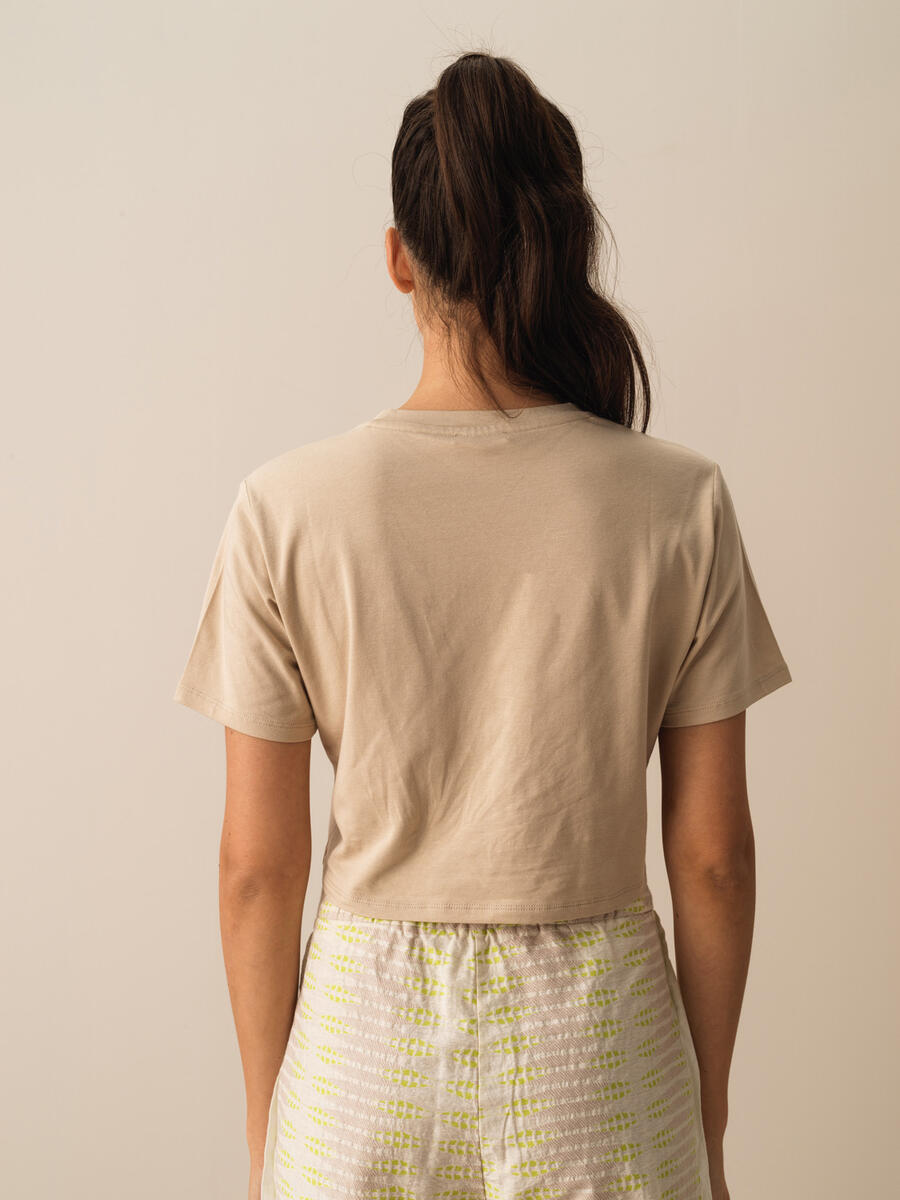 Taş Rengi Regular Fit Pamuklu Basic Tişört - 4