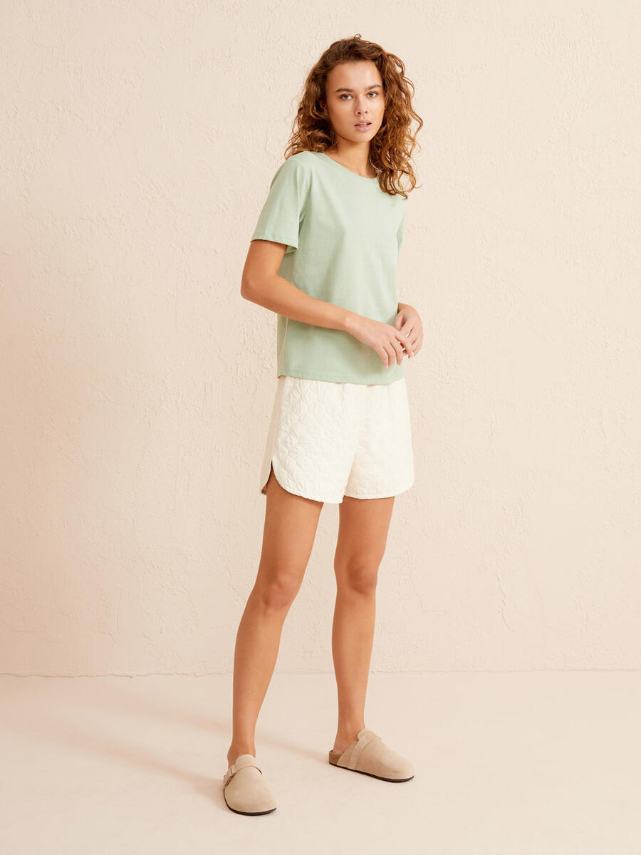 Yeşil Regular Fit Pamuklu Basic Tişört - 2